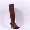 Miss Elastic Pointed High Heel Knee High - Brown Stretch